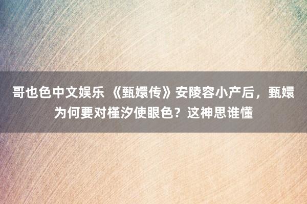 哥也色中文娱乐 《甄嬛传》安陵容小产后，甄嬛为何要对槿汐使眼色？这神思谁懂