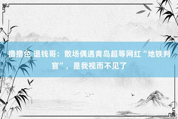 撸撸色 退钱哥：散场偶遇青岛超等网红“地铁判官”，是我视而不见了