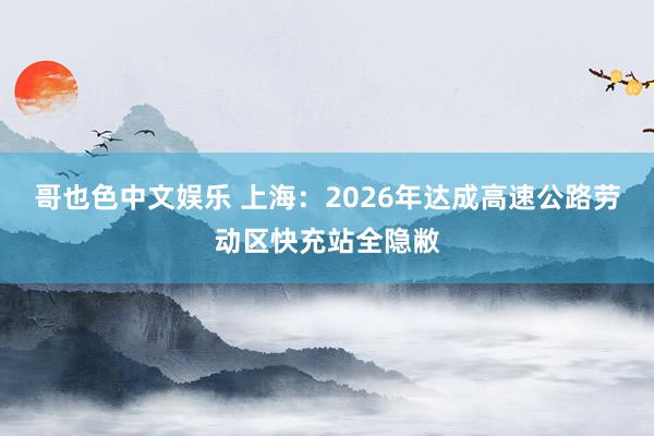 哥也色中文娱乐 上海：2026年达成高速公路劳动区快充站全隐敝