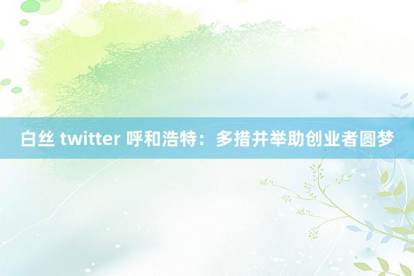 白丝 twitter 呼和浩特：多措并举助创业者圆梦