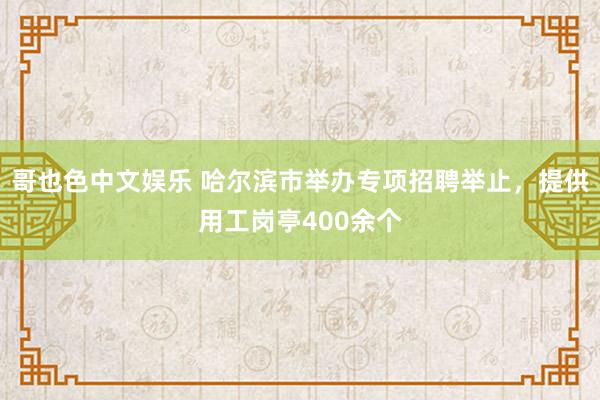 哥也色中文娱乐 哈尔滨市举办专项招聘举止，提供用工岗亭400余个