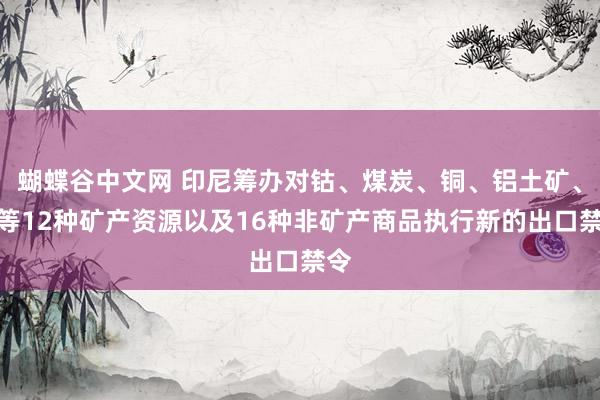 蝴蝶谷中文网 印尼筹办对钴、煤炭、铜、铝土矿、硅等12种矿产资源以及16种非矿产商品执行新的出口禁令