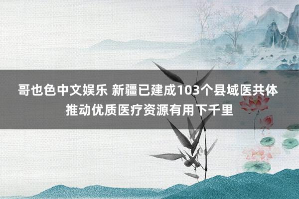 哥也色中文娱乐 新疆已建成103个县域医共体 推动优质医疗资源有用下千里