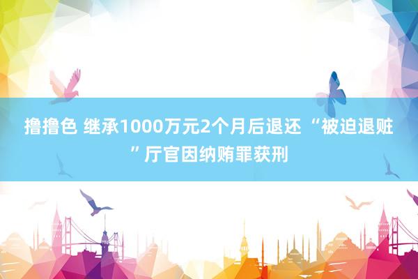 撸撸色 继承1000万元2个月后退还 “被迫退赃”厅官因纳贿罪获刑