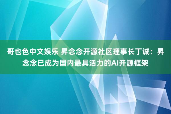 哥也色中文娱乐 昇念念开源社区理事长丁诚：昇念念已成为国内最具活力的AI开源框架