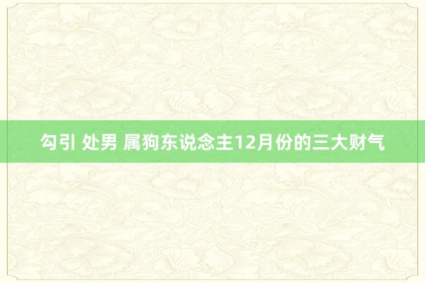 勾引 处男 属狗东说念主12月份的三大财气