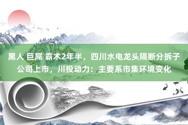 黑人 巨屌 霸术2年半，四川水电龙头隔断分拆子公司上市，川投动力：主要系市集环境变化