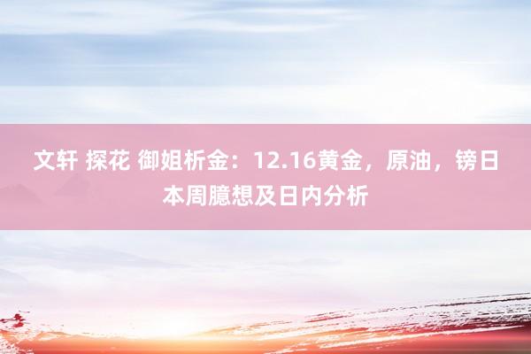 文轩 探花 御姐析金：12.16黄金，原油，镑日本周臆想及日内分析