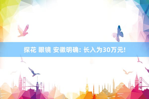 探花 眼镜 安徽明确: 长入为30万元!