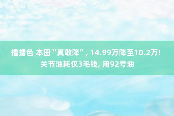 撸撸色 本田“真敢降”, 14.99万降至10.2万! 关节