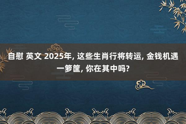 自慰 英文 2025年, 这些生肖行将转运, 金钱机遇一箩筐