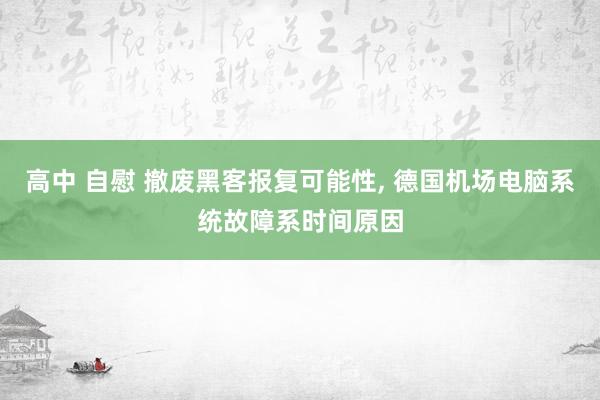 高中 自慰 撤废黑客报复可能性， 德国机场电脑系统故障系时间原因