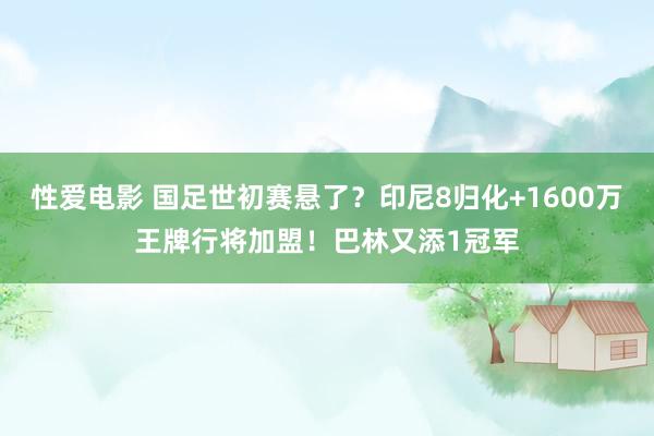 性爱电影 国足世初赛悬了？印尼8归化+1600万王牌行将加盟