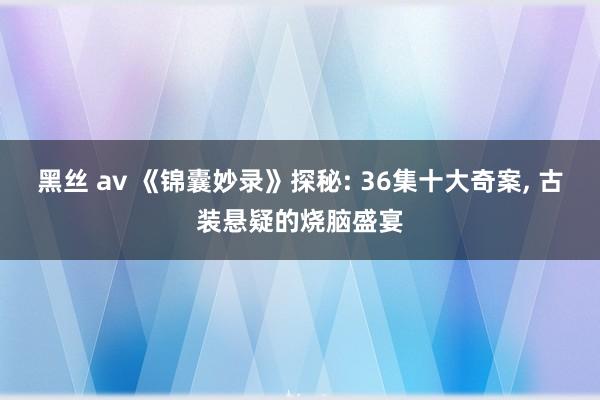 黑丝 av 《锦囊妙录》探秘: 36集十大奇案， 古装悬疑的烧脑盛宴