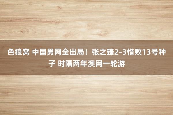 色狼窝 中国男网全出局！张之臻2-3惜败13号种子 时隔两年澳网一轮游