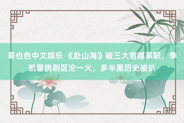哥也色中文娱乐 《赴山海》被三大官媒革职，李凯馨挑剔区沦一火